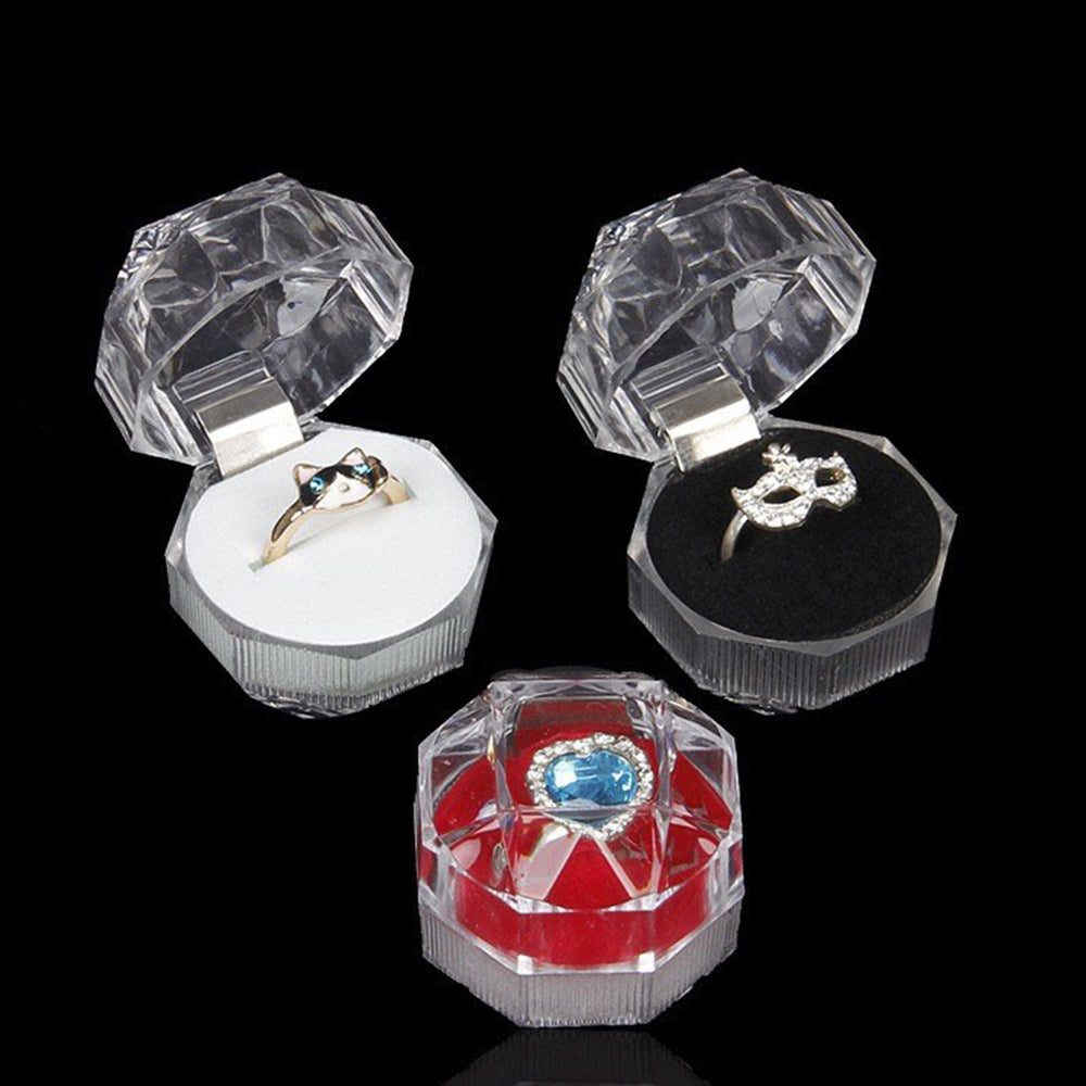 Red Insert Transparent Acrylic Ring Box