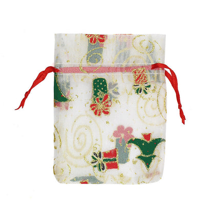 50PCS 100PCS 10x15 13x18CM Christmas Drawstring Organza Bag Jewelry Chocolate Party Gift Packaging Bag