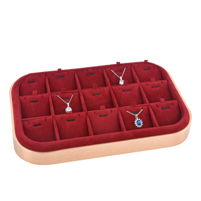 Gold Metal Frame Red Suede Interior Luxury Pendant Display Tray