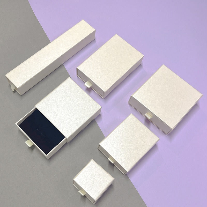 Multi-size paper jewelry drawer box detail and finish view