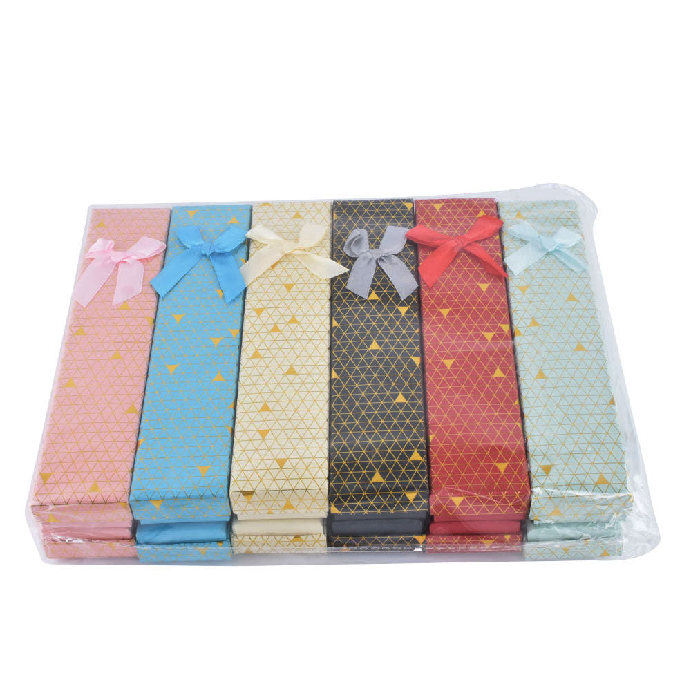 B1582-X1 Fashion Cardboard 6 Color Bracelet Jewelry Box With Bow Tie, Price For 12 Pcs.