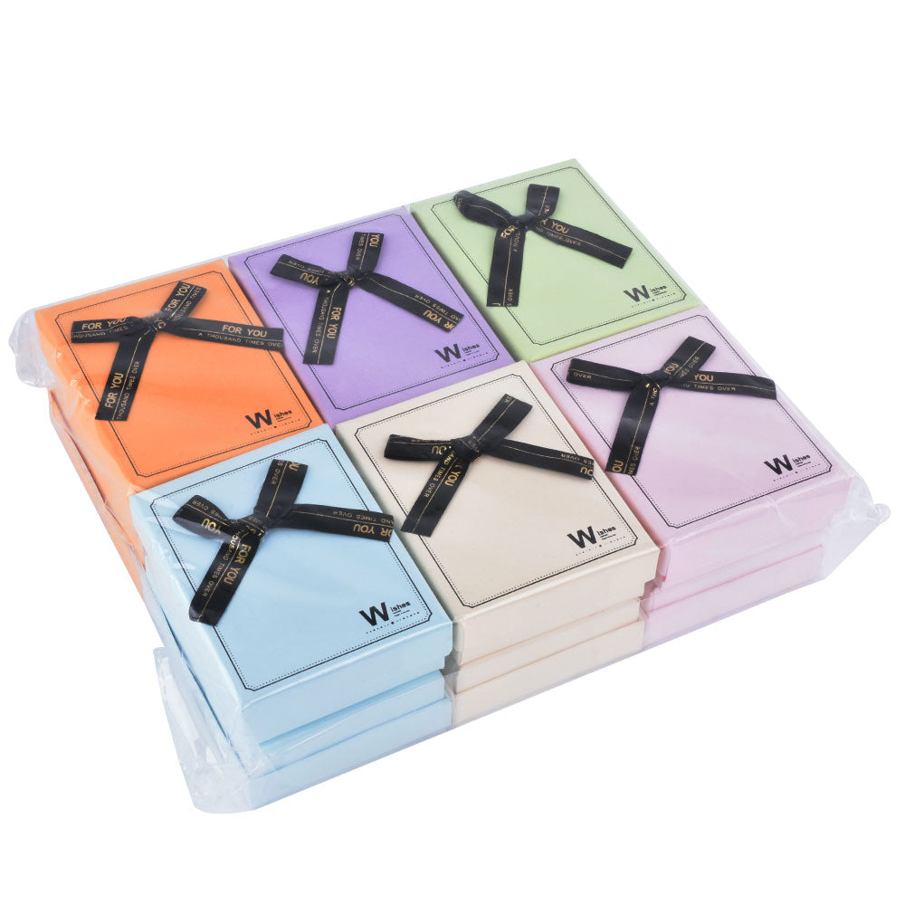 B1534-X7 Fashion 6 Colors Pendant Earring Necklace Boxes with Ribbon, Price for 12 PCS.