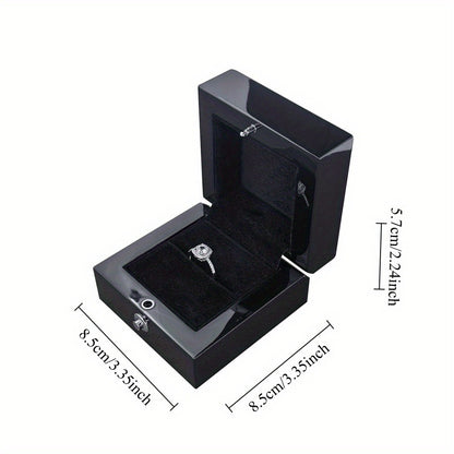 6 PCS Glossy Black LED Jewelry Box Luxury Ring Necklace Display Case