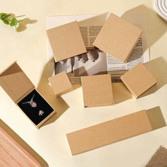 Custom kraft paper magnetic jewelry box presentation view