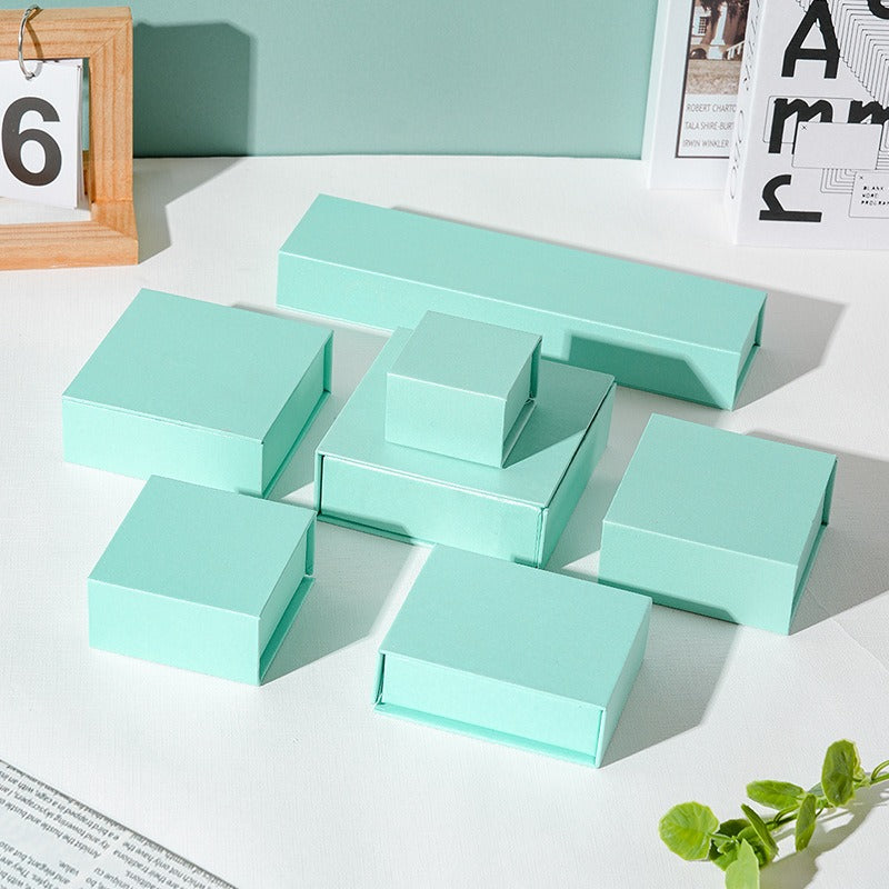Powder blue magnetic jewelry box exterior product view
