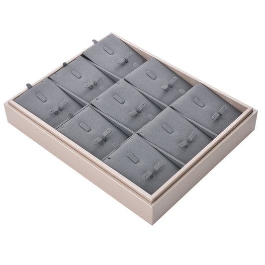 PU Jewelry Display Earring Ring Tray with 9 Grids