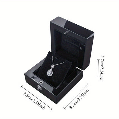 6 PCS Glossy Black LED Jewelry Box Luxury Ring Necklace Display Case