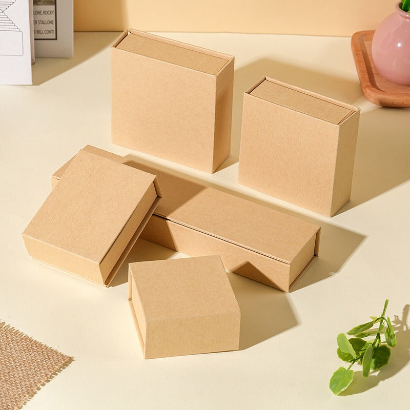 Custom kraft paper magnetic jewelry box size and product view
