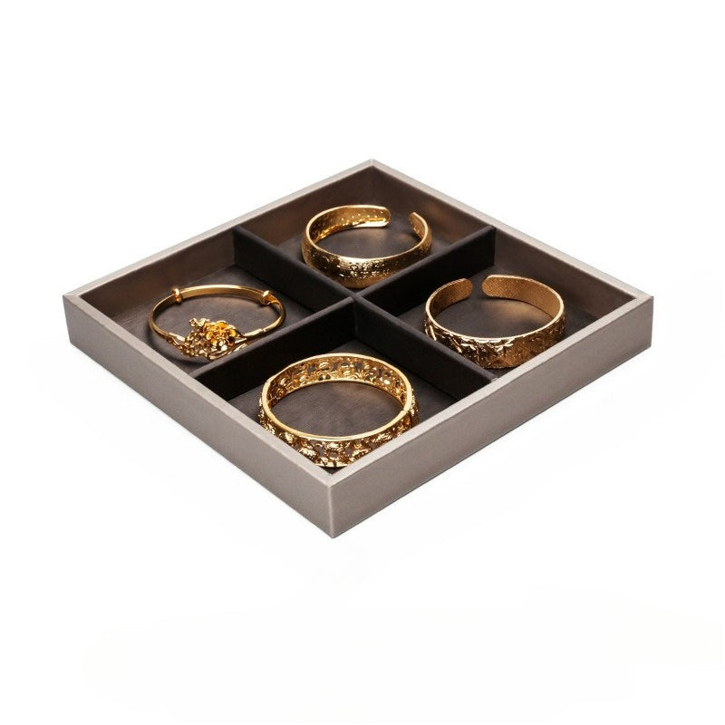 Black & Beige PU Leather Jewelry Display Set - Modular Counter Stand with Busts, Ring, Earring & Bracelet Holders