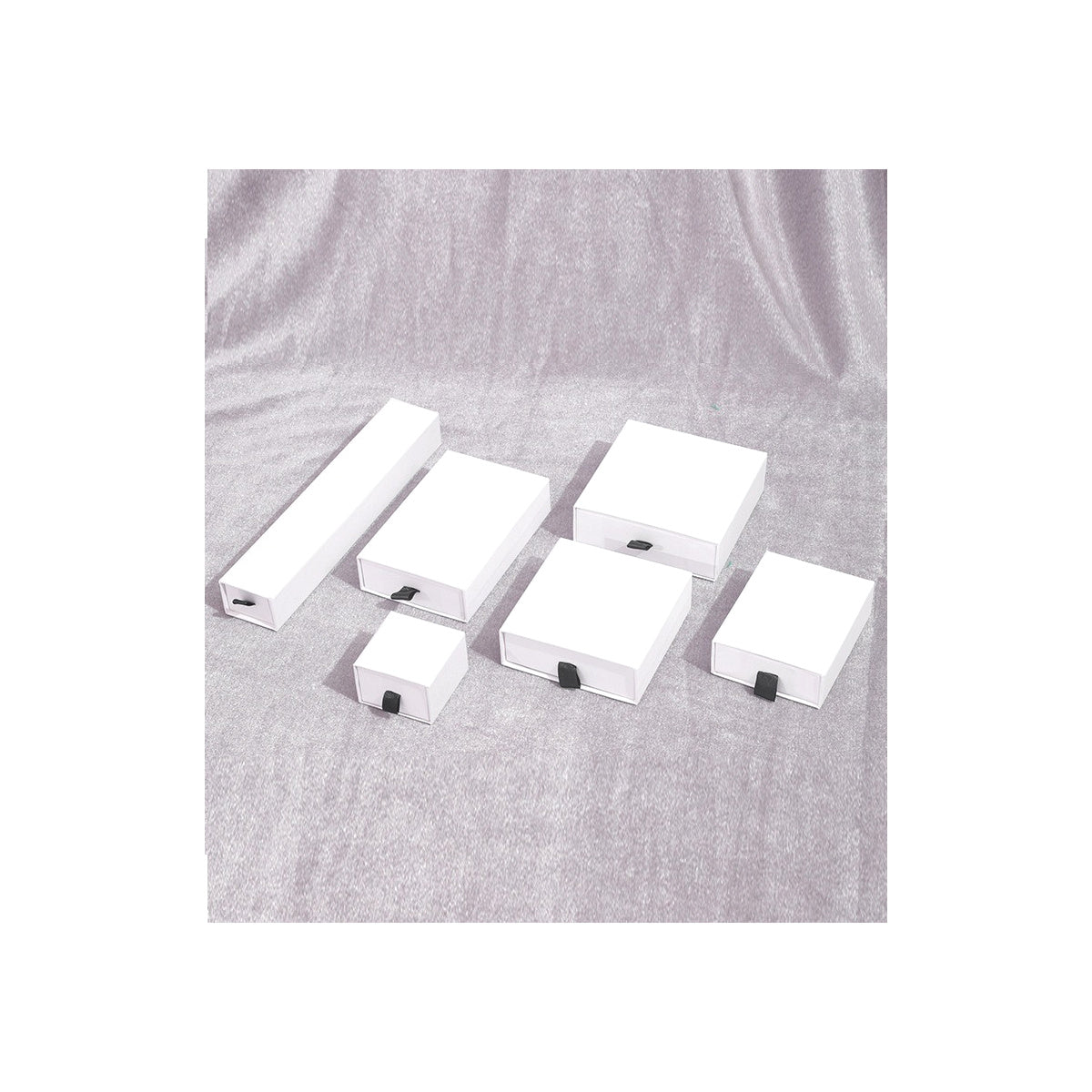 Pearl White sliding drawer jewelry boxes in six verified sizes