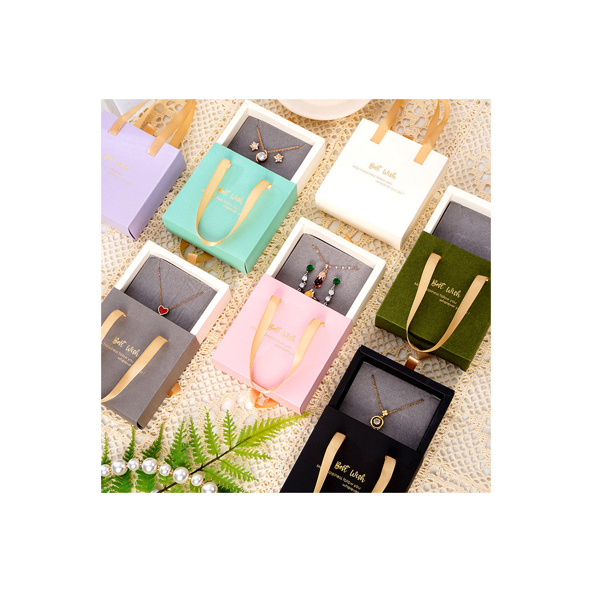 Custom handled drawer jewelry boxes in verified presentation colors
