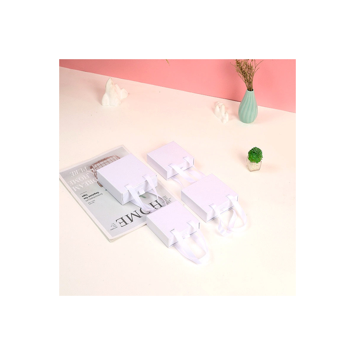 Custom handled drawer jewelry packaging boxes on pure white, view 2