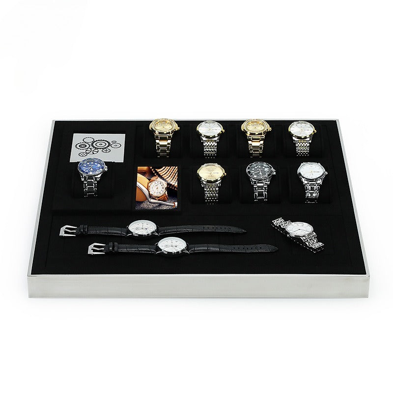 Premium Black Microfiber Watch Display Tray