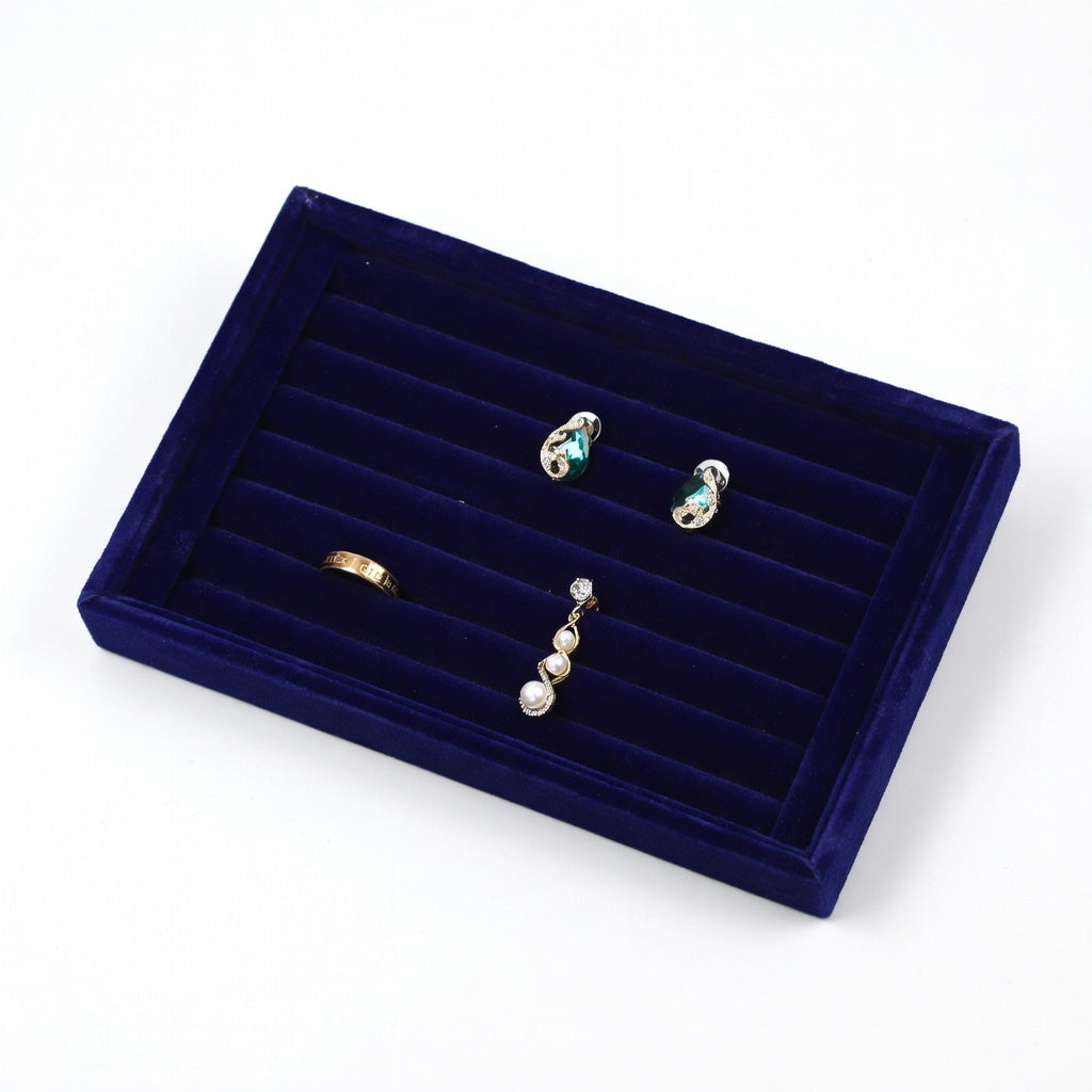 Small Velvet Ring Earring Tray - Plush Jewelry Display Holder