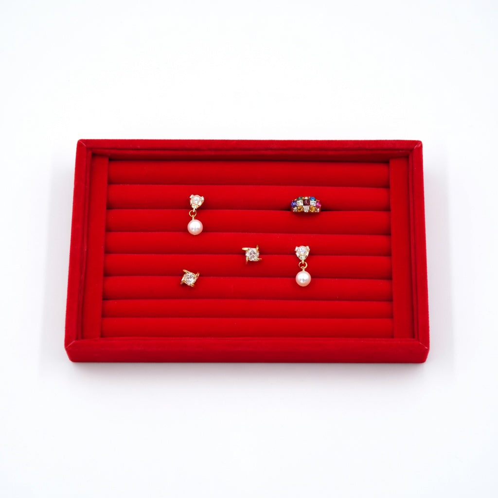 Small Velvet Ring Earring Tray - Plush Jewelry Display Holder