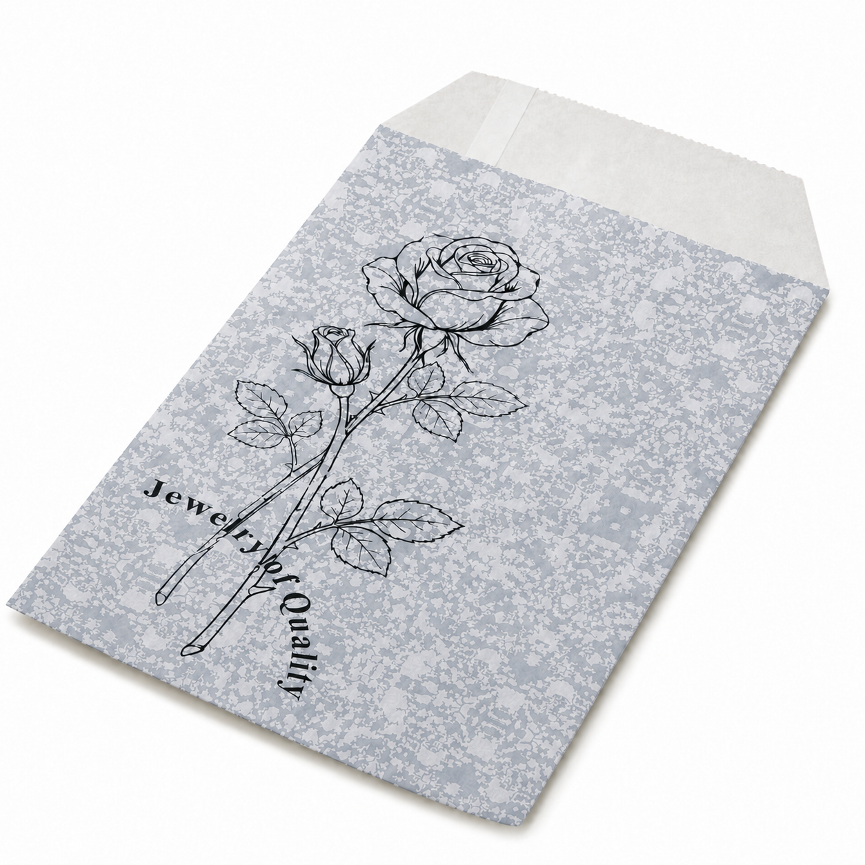 Silver Rose Self-Seal Jewelry Paper Envelopes – 6 × 9 in, 100 Pack