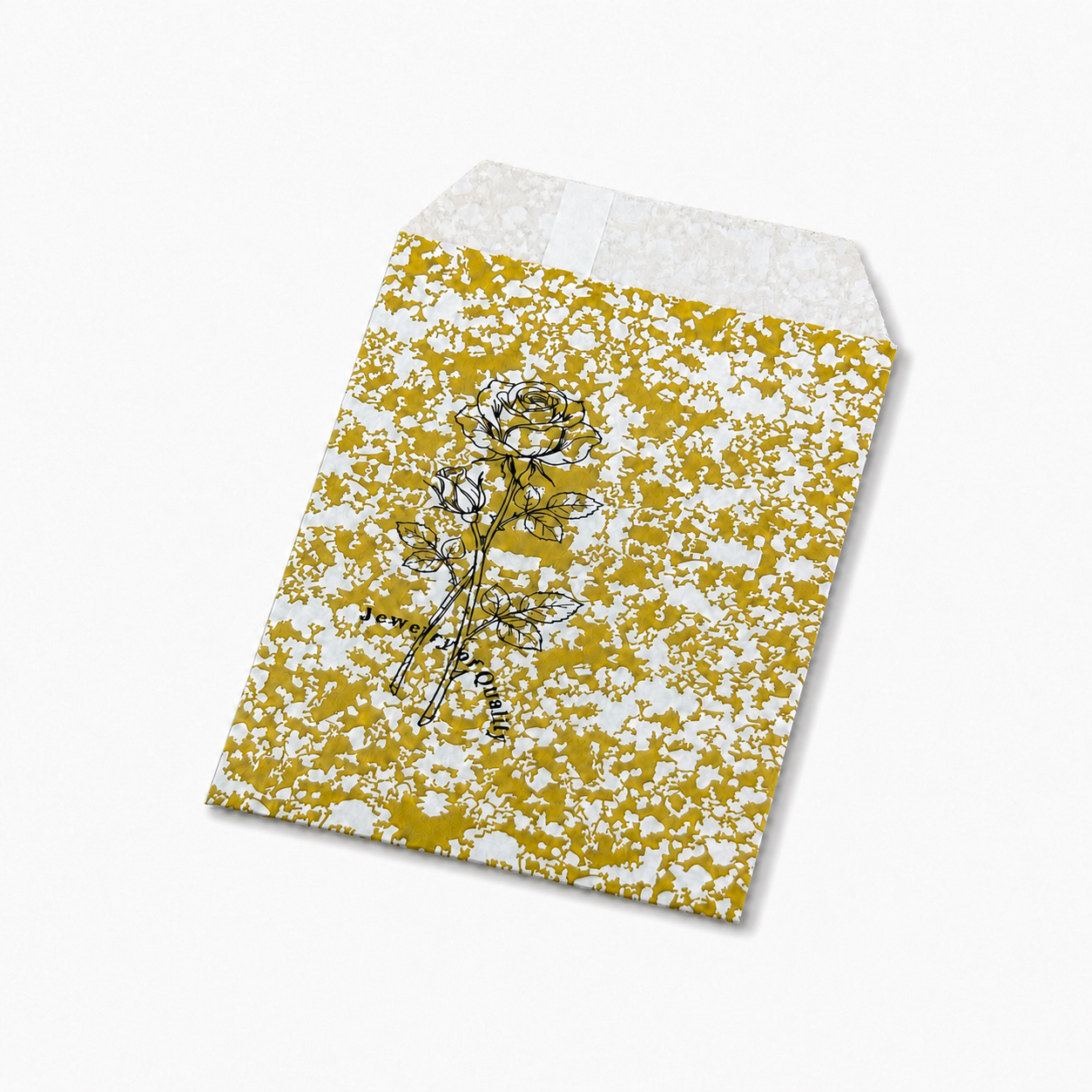Gold Floral Peel-and-Seal Jewelry Envelopes – 4 × 6 in, 100 Pack