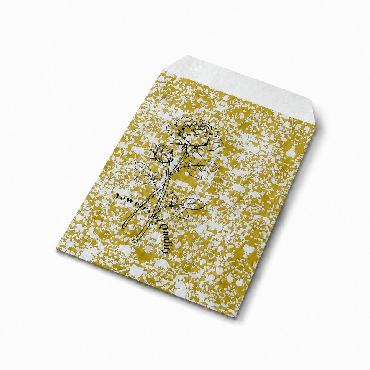 Gold Rose Self-Seal Jewelry Paper Envelopes – 5 × 7 in, 100 Pack