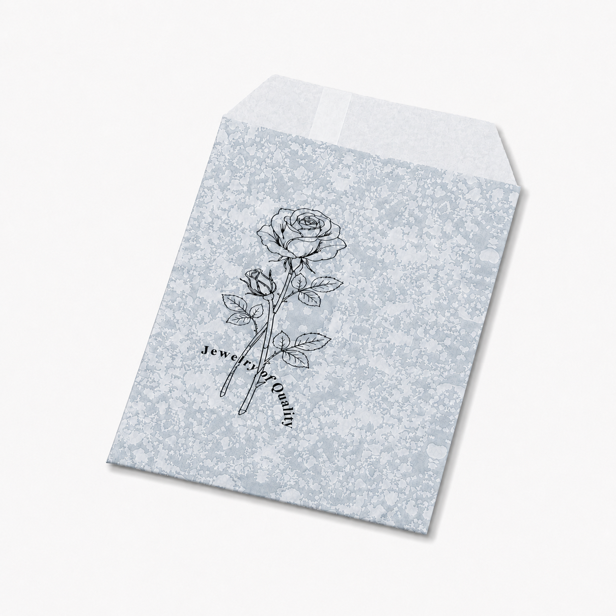 Silver Rose Self-Seal Jewelry Paper Envelopes – 4 × 6 in, 100 Pack