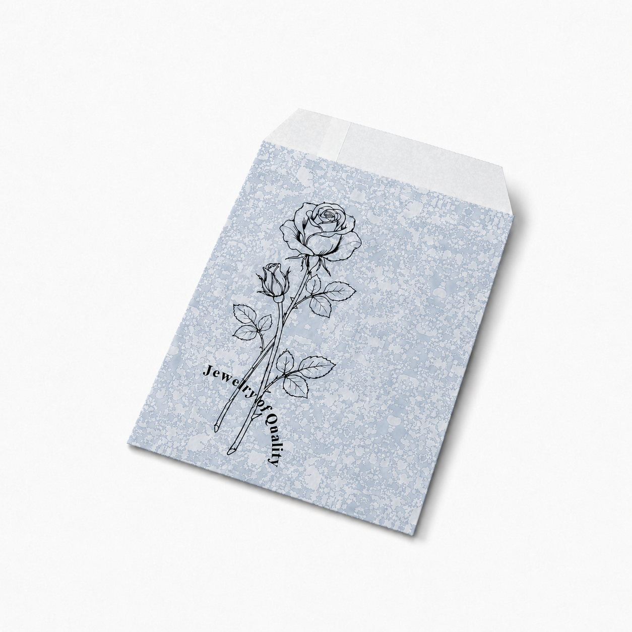 Silver Rose Self-Seal Jewelry Paper Envelopes – 5 × 7 in, 100 Pack