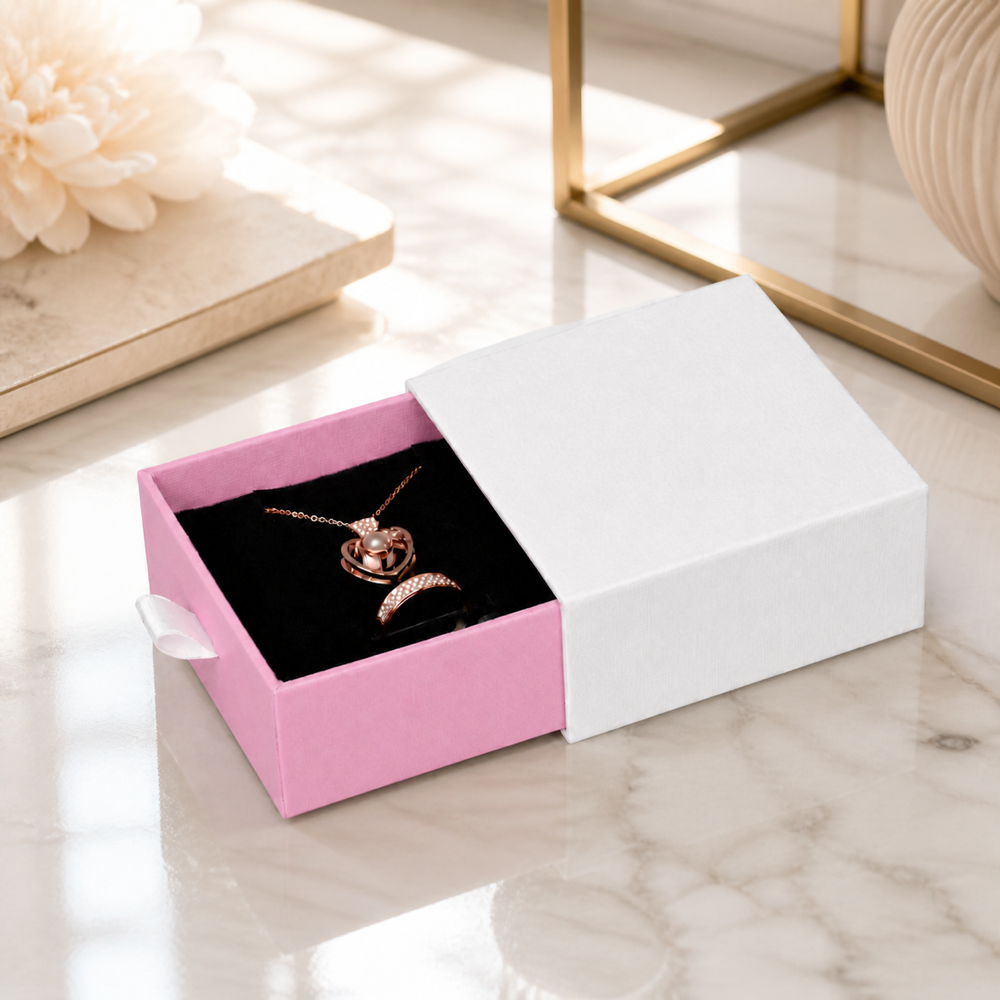 White & Pink Drawer Jewelry Boxes – 24 Pack