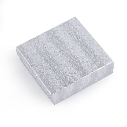 BX2833S Silver Cotton Filled Boxes, Size：3 1/2*3 1/2*1 inch, Price For 100PCS