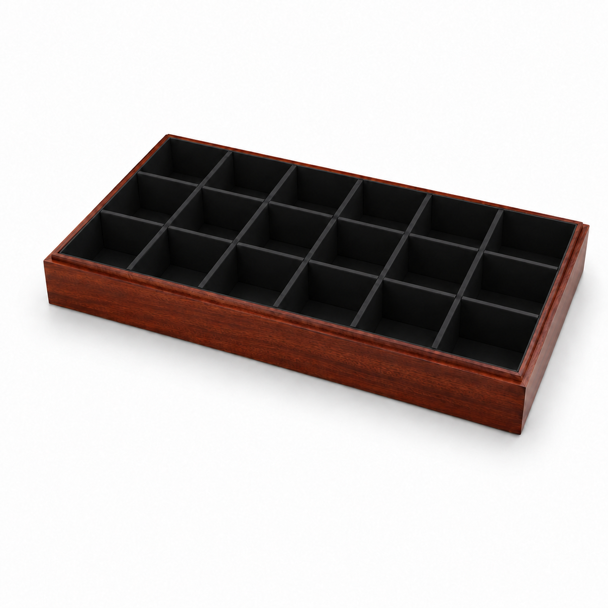 18-Compartment Wooden Watch Display Tray with Black Interior – Jeweller Buy
