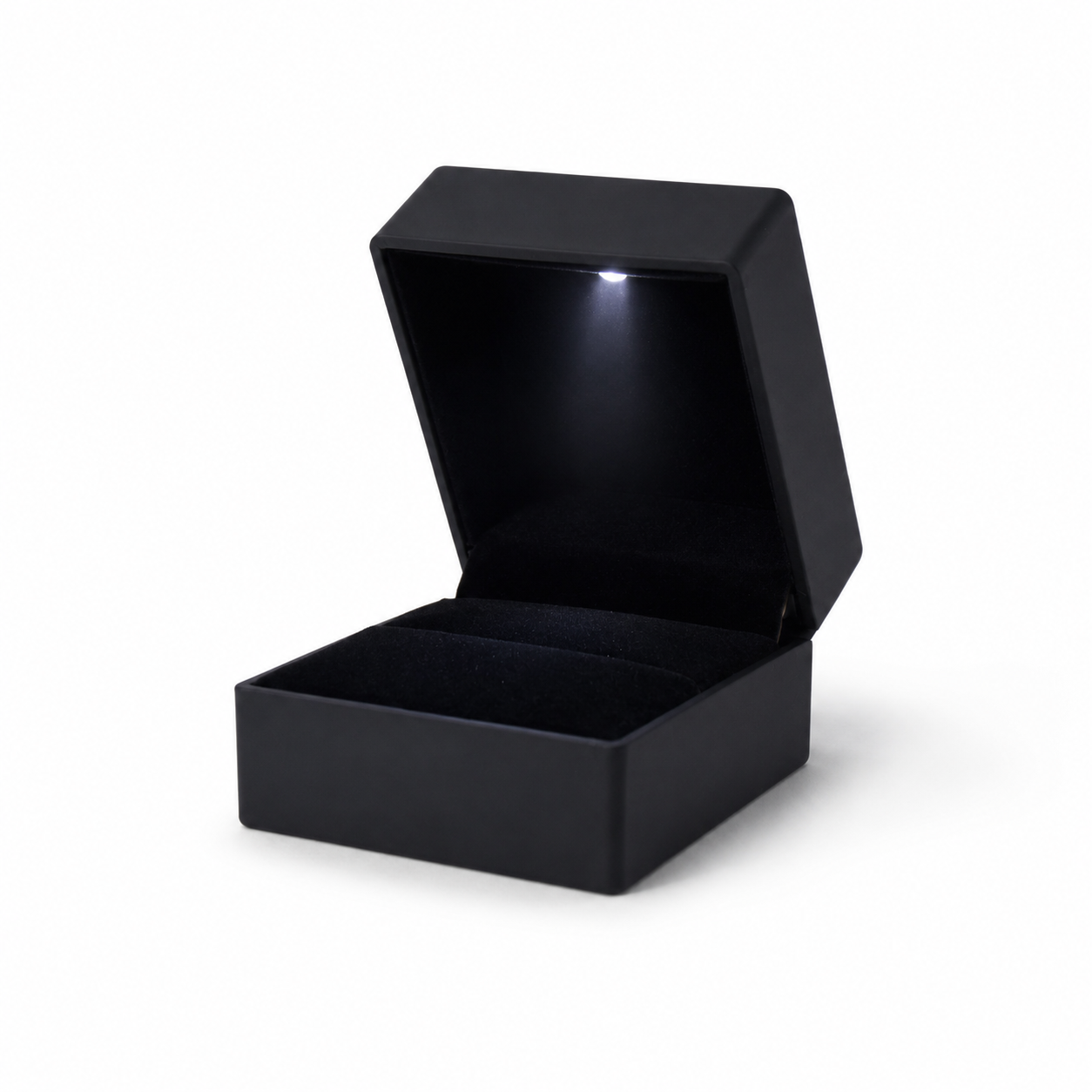 Black Single Ring Box with LED Light and Velvet Interior – Jeweller Buy
