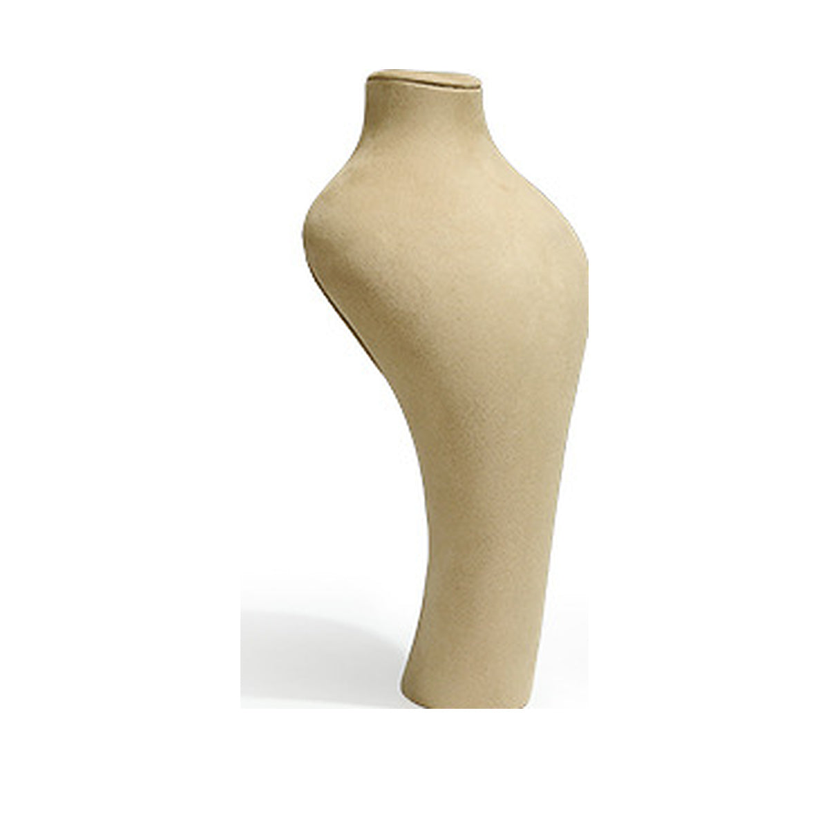 Khaki Curved Bust H2 / 18 x 34.5 cm complete velvet necklace display bust on white background - CND014