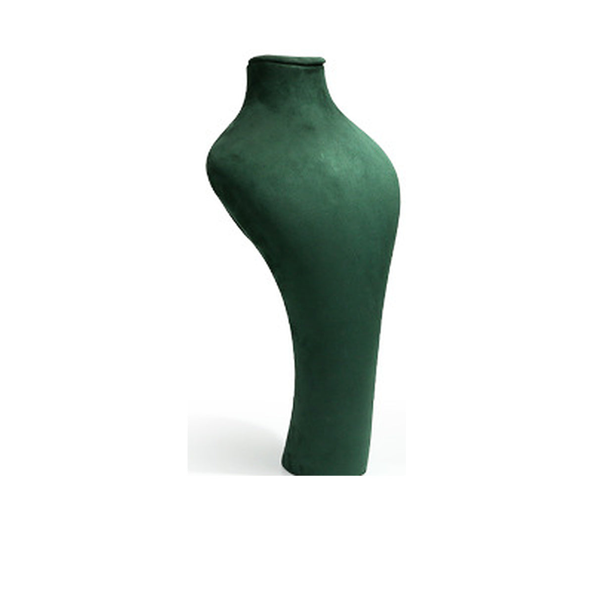 Green Curved Bust H2 / 18 x 34.5 cm complete velvet necklace display bust on white background - CND016