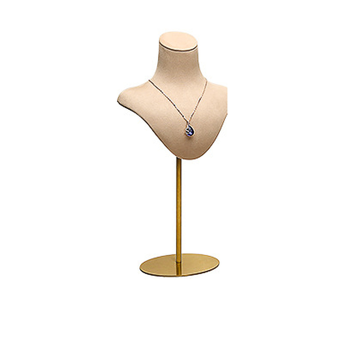 Khaki Metal Portrait Small / 15 x 37 cm complete velvet necklace display bust on white background - CND026