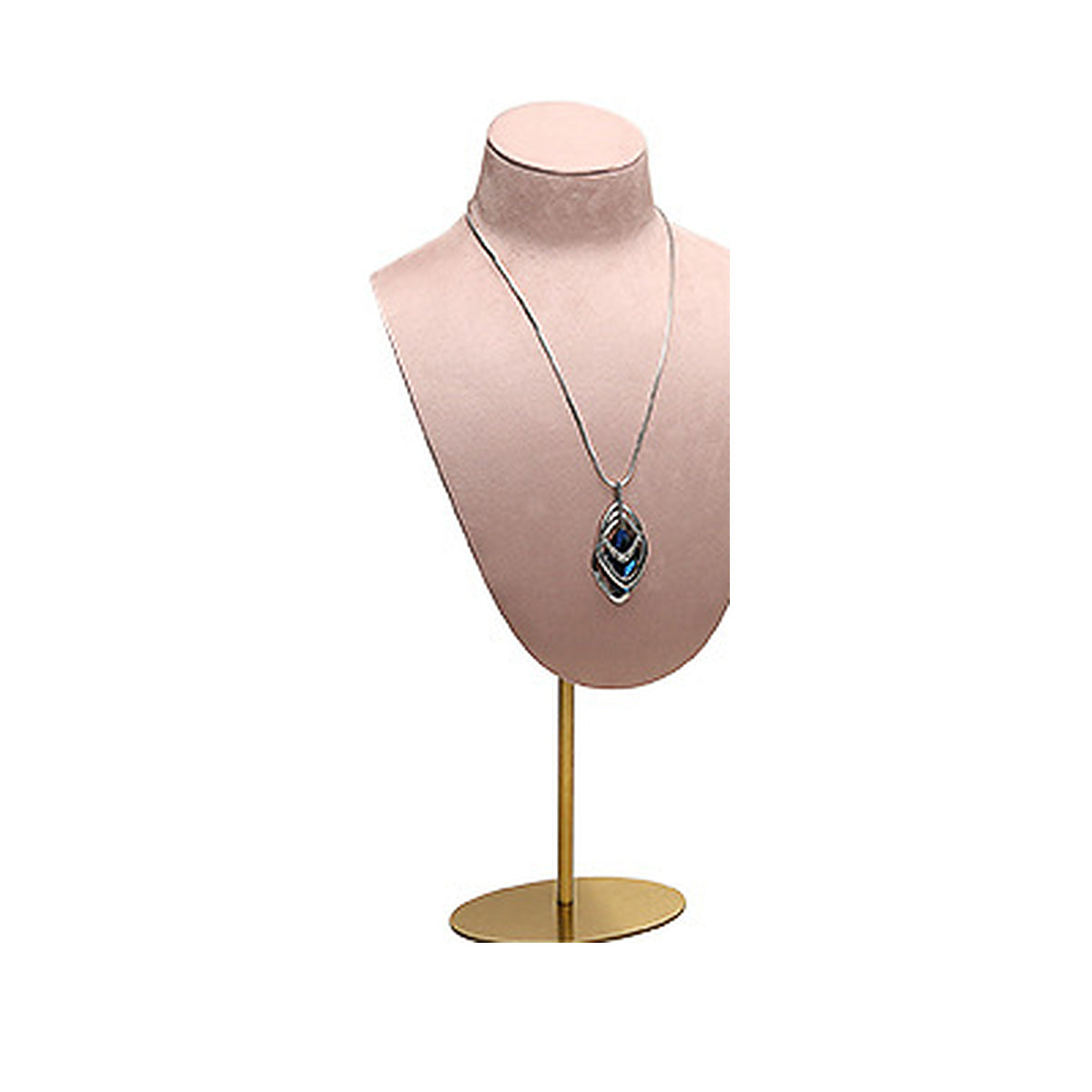 Pink Metal Portrait Large / 15 x 35 cm complete velvet necklace display bust on white background - CND031