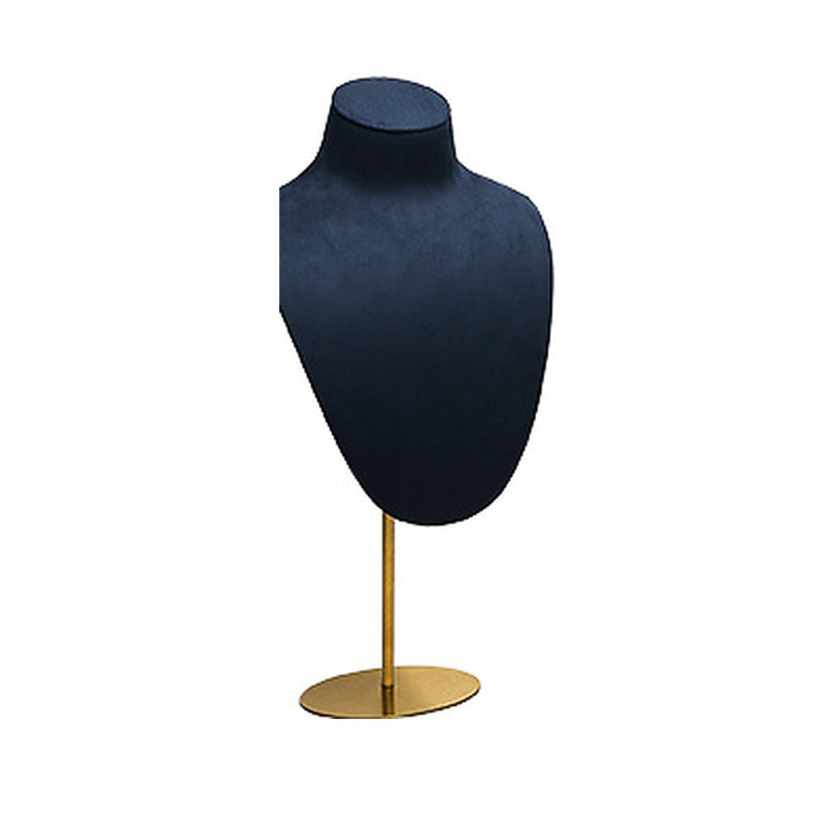 Royal Blue Metal Portrait Large / 15 x 35 cm complete velvet necklace display bust on white background - CND037