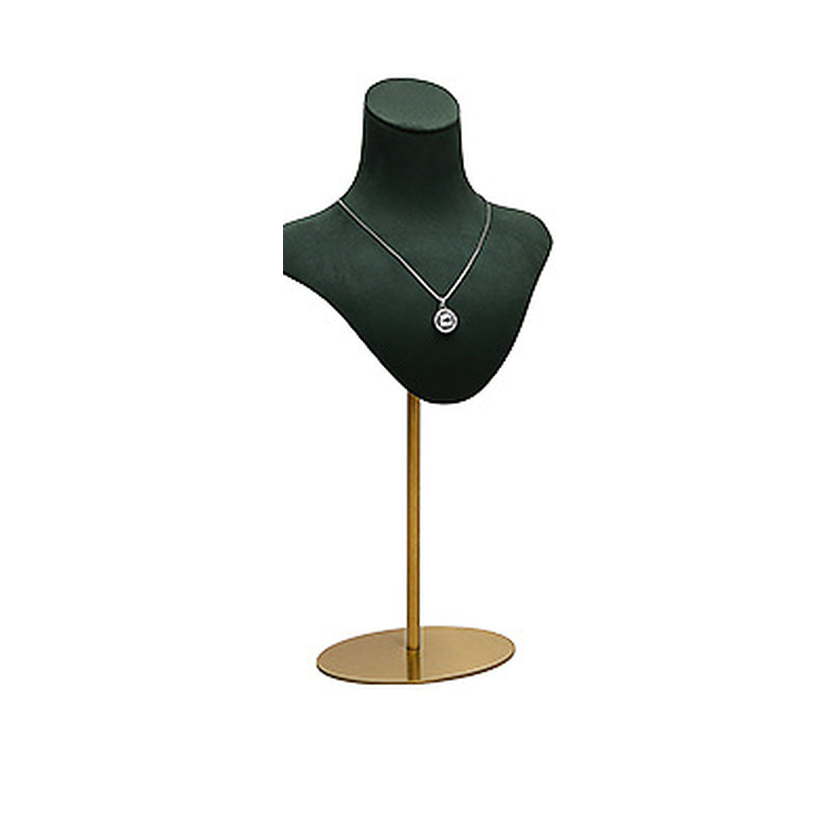 Grass Green Metal Portrait Small / 15 x 37 cm complete velvet necklace display bust on white background - CND038
