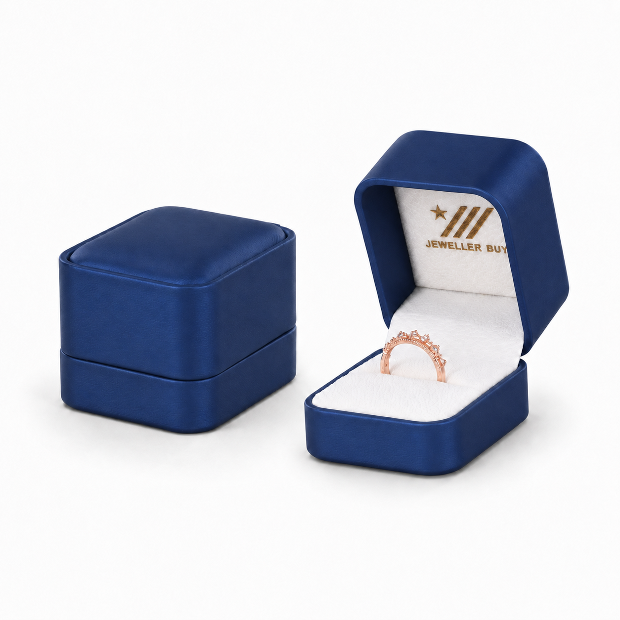 Blue PU Leather Single Ring Box