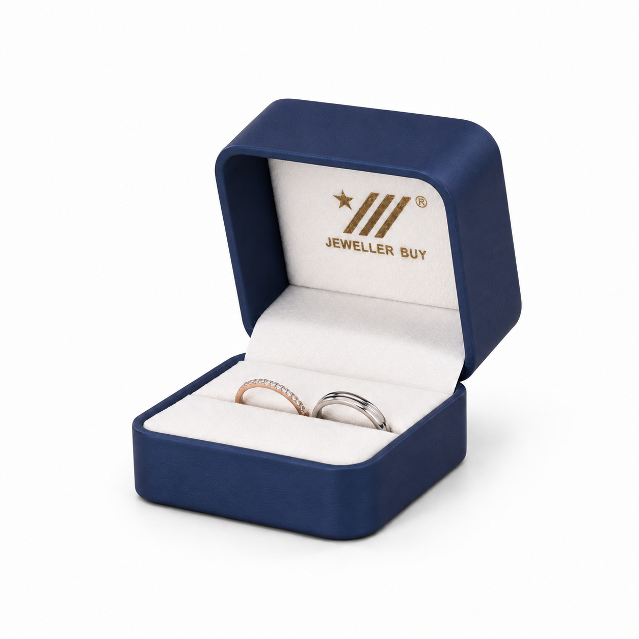 Blue PU Leather Couple Ring Box