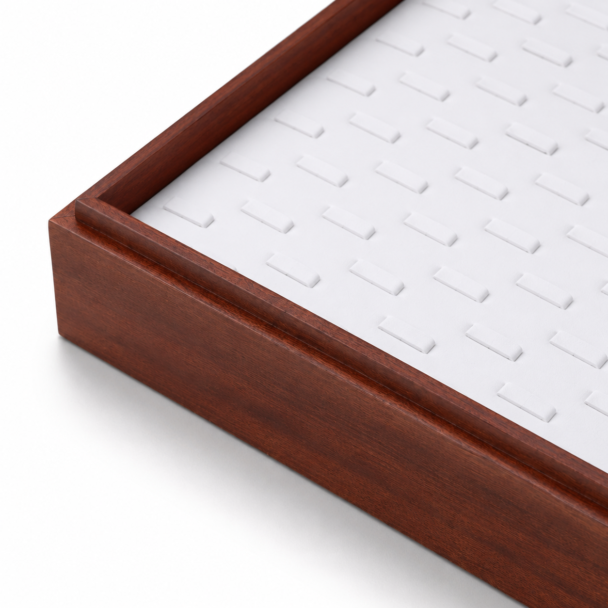 128-Slot Wooden Ring Organizer Tray with White Steel Clip Insert – Jeweller Buy