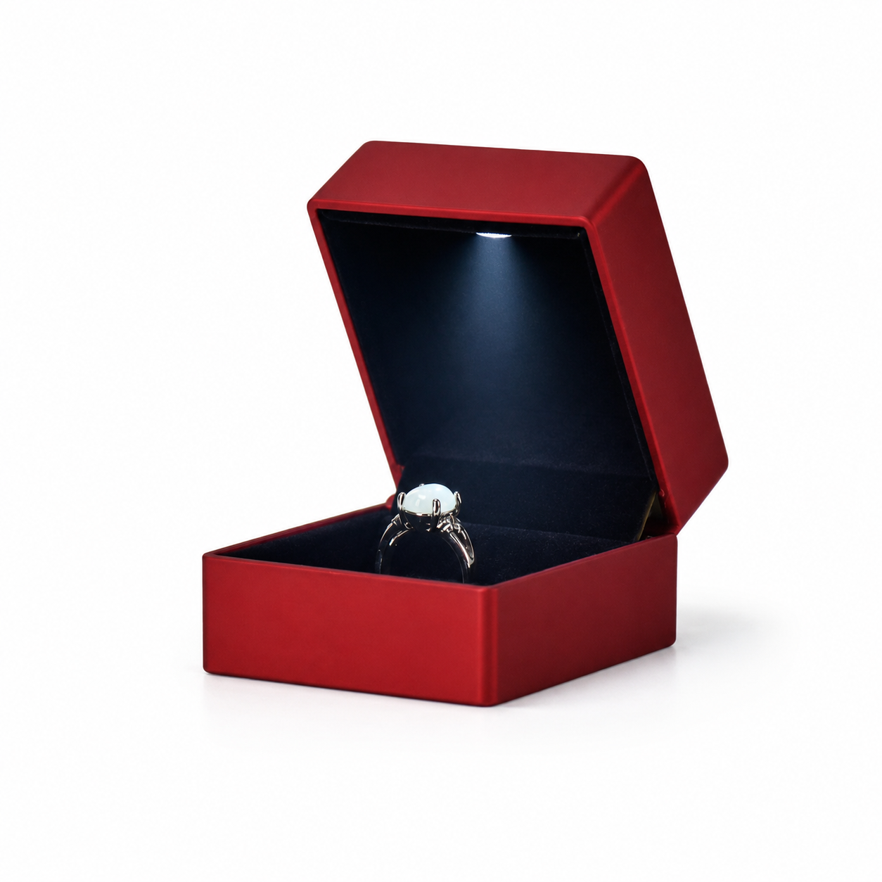 Red Plastic LED Ring Box with Black Velvet Interior – Jeweller Buy