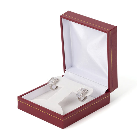 Red Hoop Earring Box With Gold Trim, Price For 12PCS