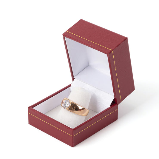 24PCS Red Square Gold Trim Ring Box