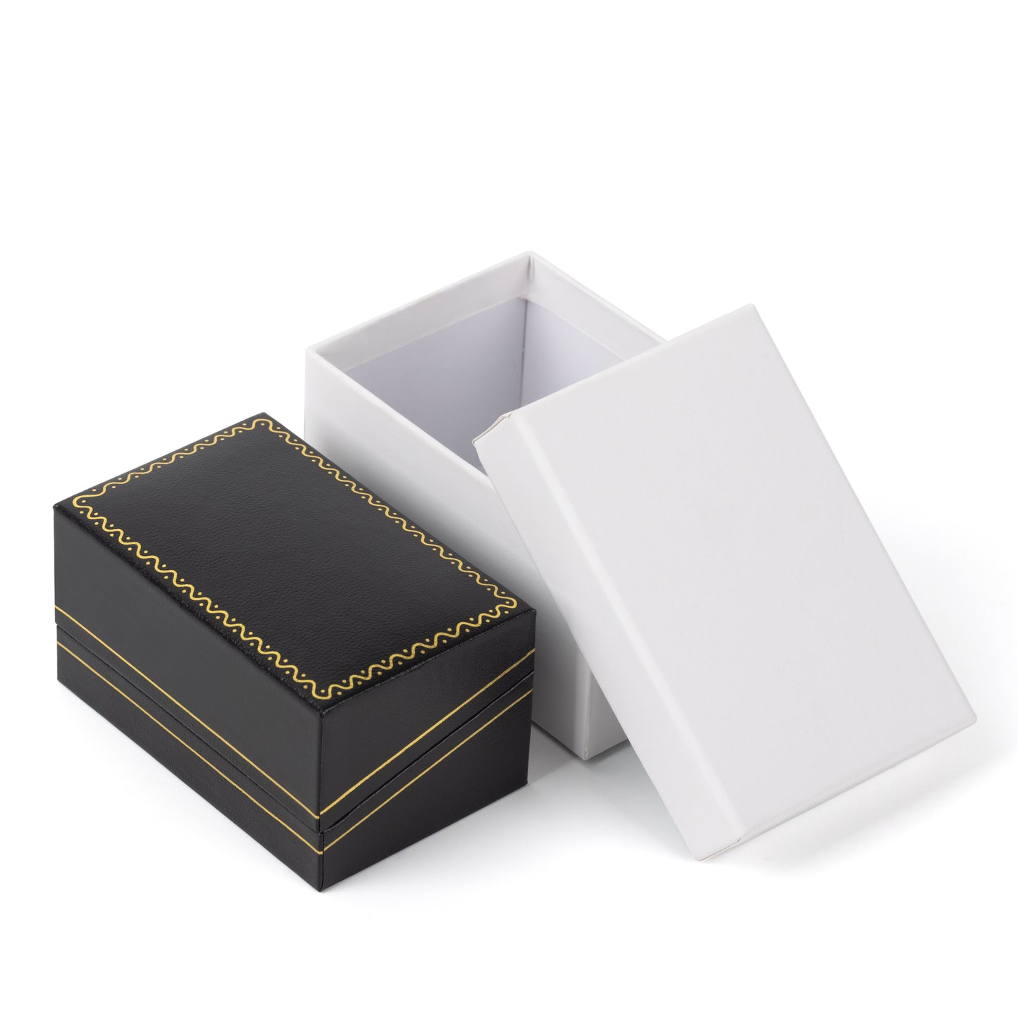 Black Double Ring Box With Gold Trim, Price For 12PCS（复制）