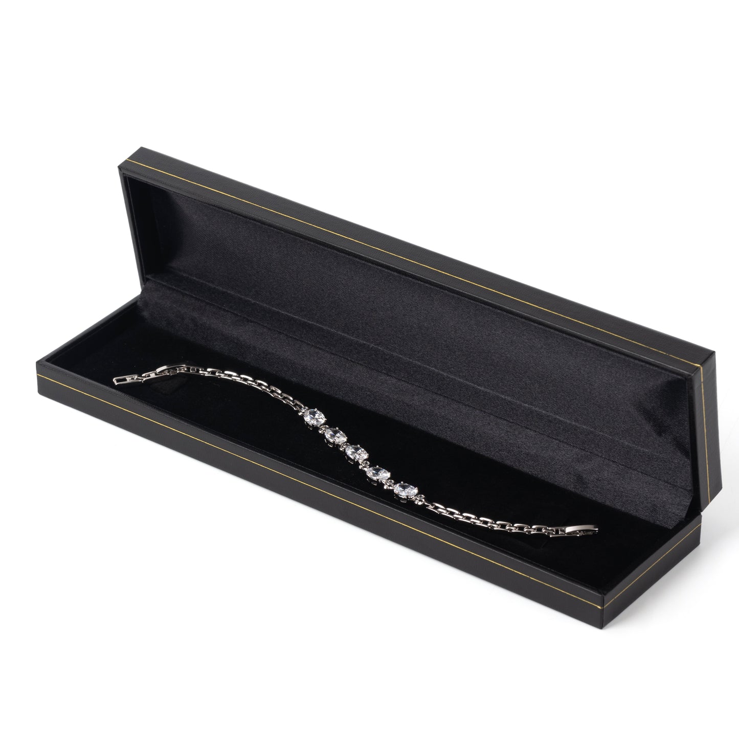 Black Bracelet Box With Gold Trim, Price For 12PCS