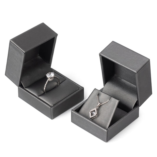 Gray PU Covered Ring Boxes, Price for 24 Pcs