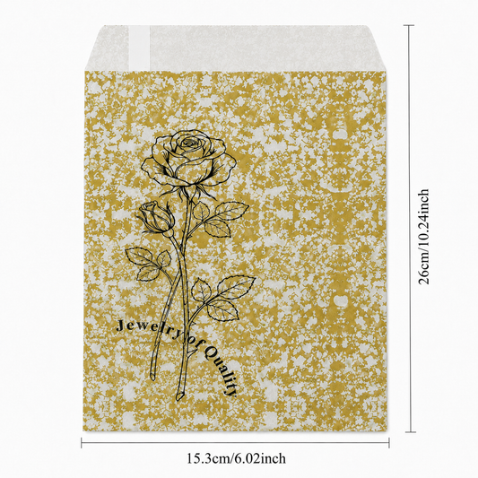 Gold Rose Self-Seal Jewelry Paper Envelopes – 8.5 × 11 in, 100 Pack