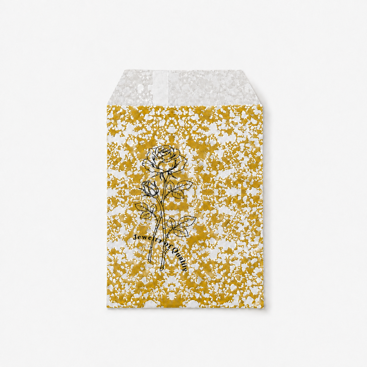 Gold Floral Peel-and-Seal Jewelry Envelopes – 4 × 6 in, 100 Pack