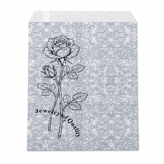 Silver Rose Self-Seal Jewelry Paper Envelopes – 8.5 × 11 in, 100 Pack