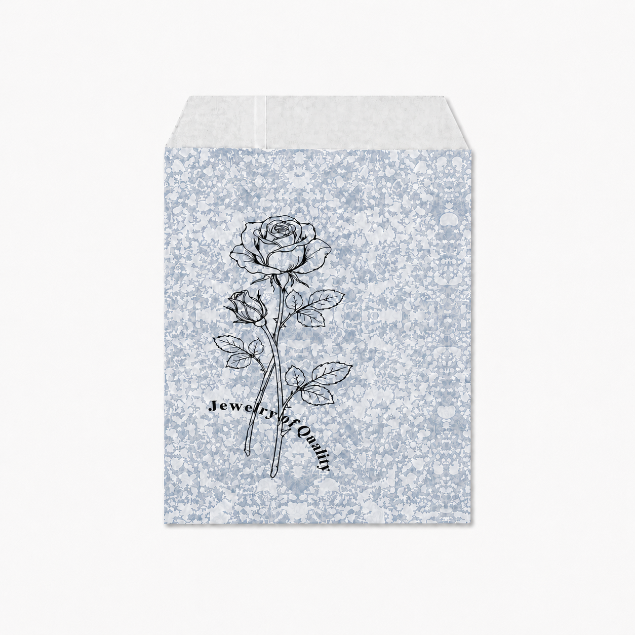 Silver Rose Self-Seal Jewelry Paper Envelopes – 5 × 7 in, 100 Pack