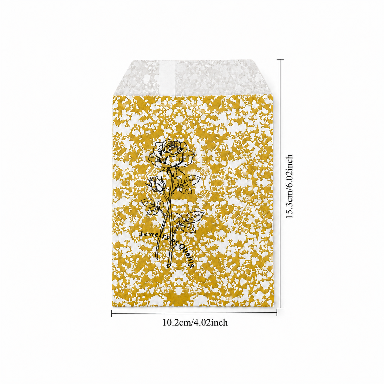Gold Floral Peel-and-Seal Jewelry Envelopes – 4 × 6 in, 100 Pack