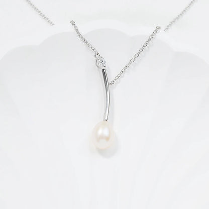 925 sterling silver women teardrop pearl charm drop pendant necklace with pearl pendant