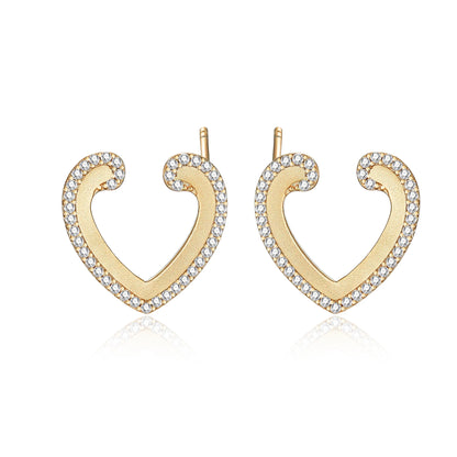 Classic heart dangling gold plated 18k jewelry earrings zirconia day gift women stud earrings 925 sterling silver